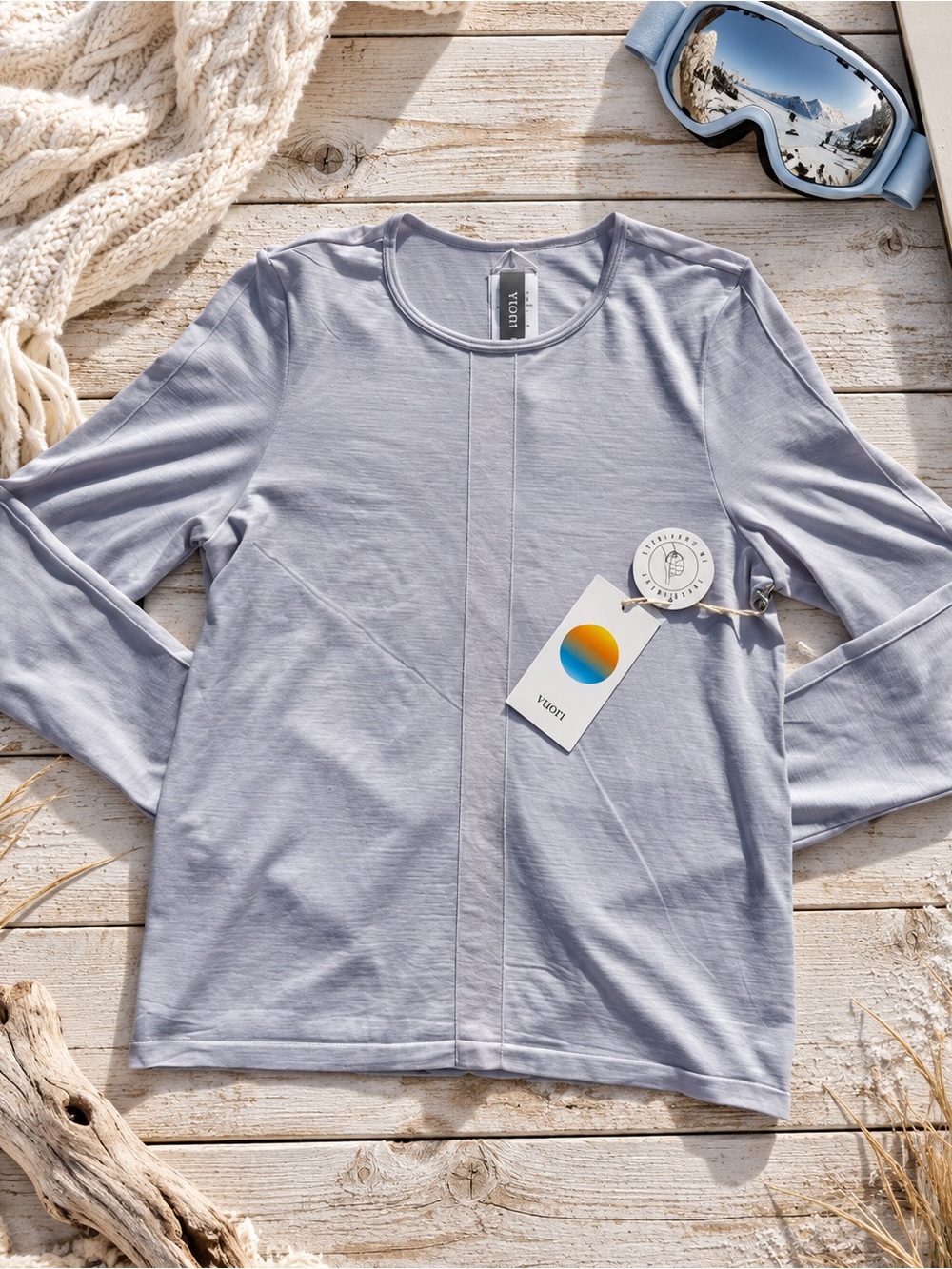 Vuori Apres Sport Seamless Long Sleeve Top Frost Grey Women's Small NWT